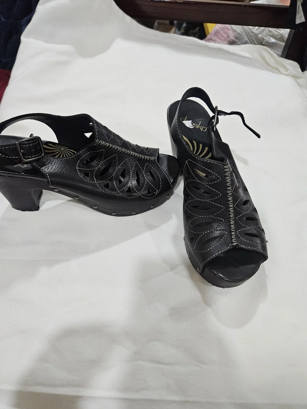 Dansko ROWENA Black Women's Cutout Slingback Heeled Sandals
